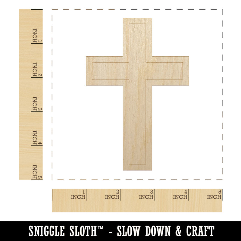 Cross with Outline Christian Unfinished Wood Shape Piece Cutout for DIY Craft Projects