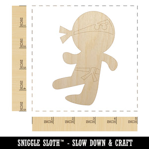 Cute Fighting Ninja Unfinished Wood Shape Piece Cutout for DIY Craft Projects