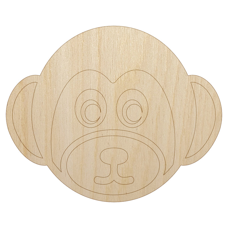 Cute Monkey Face Unfinished Wood Shape Piece Cutout for DIY Craft Projects