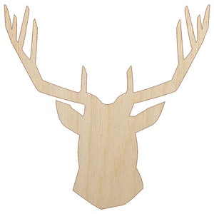 Deer Stag Head Solid Unfinished Wood Shape Piece Cutout for DIY Craft Projects