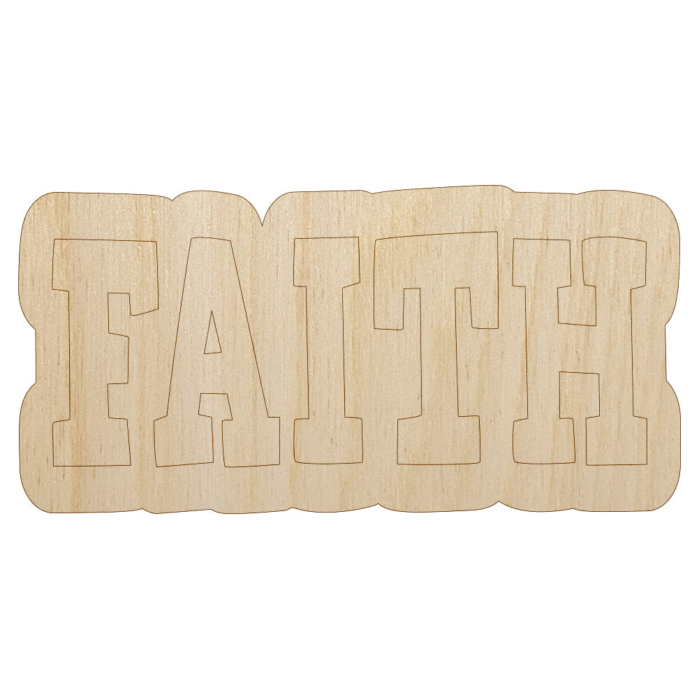 Faith Fun Text Unfinished Wood Shape Piece Cutout for DIY Craft Projects