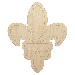 Fleur De Lis French Mardi Gras Elegant Unfinished Wood Shape Piece Cutout for DIY Craft Projects