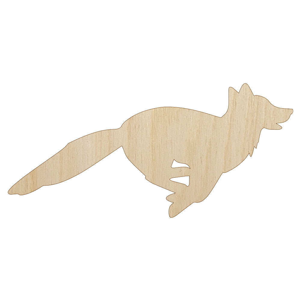 Fox Running Solid Unfinished Wood Shape Piece Cutout for DIY Craft Projects