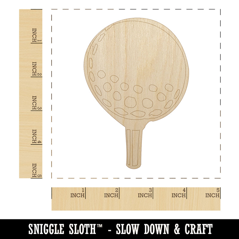 Golf Ball on Tee Unfinished Wood Shape Piece Cutout for DIY Craft Projects