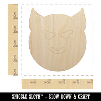 Happy Devil Face Emoticon Unfinished Wood Shape Piece Cutout for DIY Craft Projects