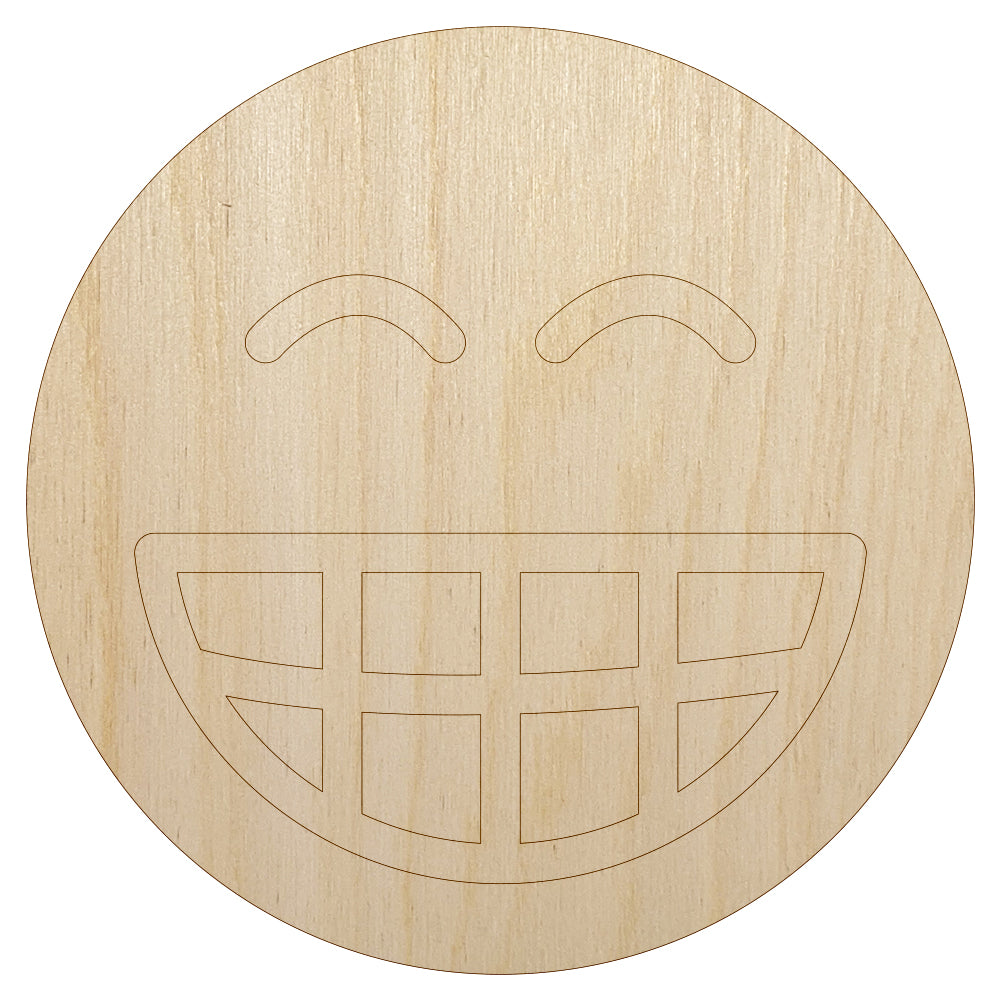 Happy Face Big Smile Teeth Grin Emoticon Unfinished Wood Shape Piece Cutout for DIY Craft Projects
