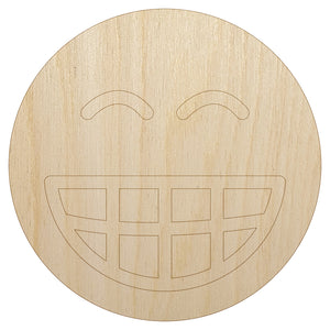 Happy Face Big Smile Teeth Grin Emoticon Unfinished Wood Shape Piece Cutout for DIY Craft Projects