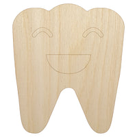 Happy Smiling Tooth Dentist Unfinished Wood Shape Piece Cutout for DIY Craft Projects