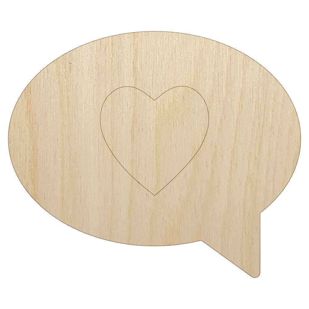 Heart Love in Text Callout Unfinished Wood Shape Piece Cutout for DIY Craft Projects