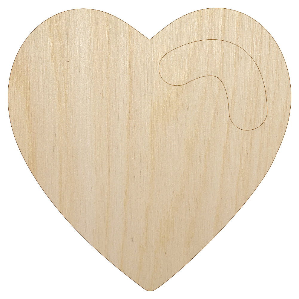Heart with Swoop Unfinished Wood Shape Piece Cutout for DIY Craft Projects