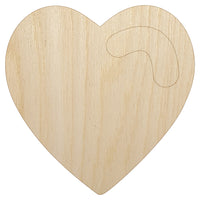 Heart with Swoop Unfinished Wood Shape Piece Cutout for DIY Craft Projects