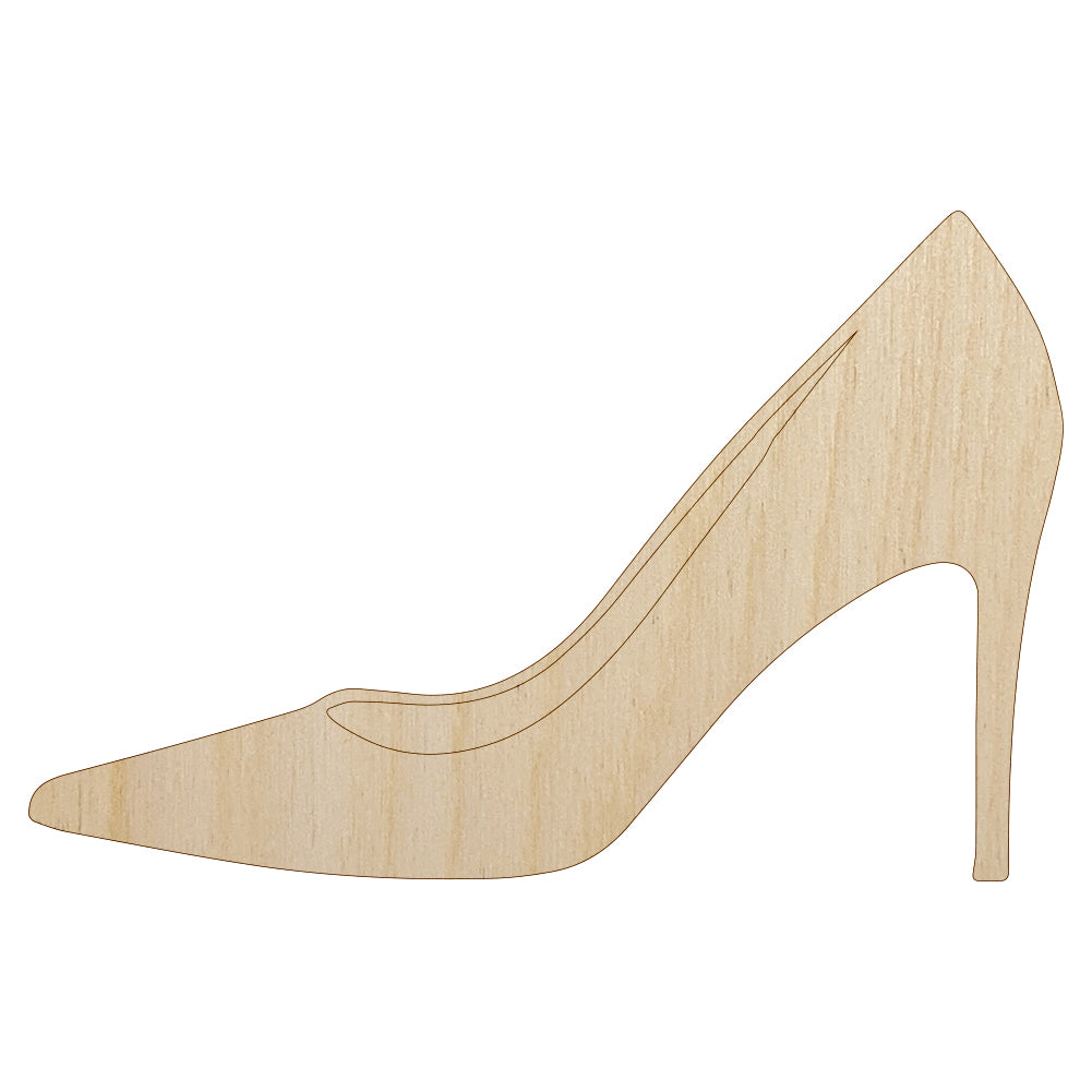 High Heel Pump Shoe Unfinished Wood Shape Piece Cutout for DIY Craft Projects