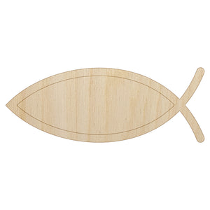 Ichthys Fish Christian Unfinished Wood Shape Piece Cutout for DIY Craft Projects