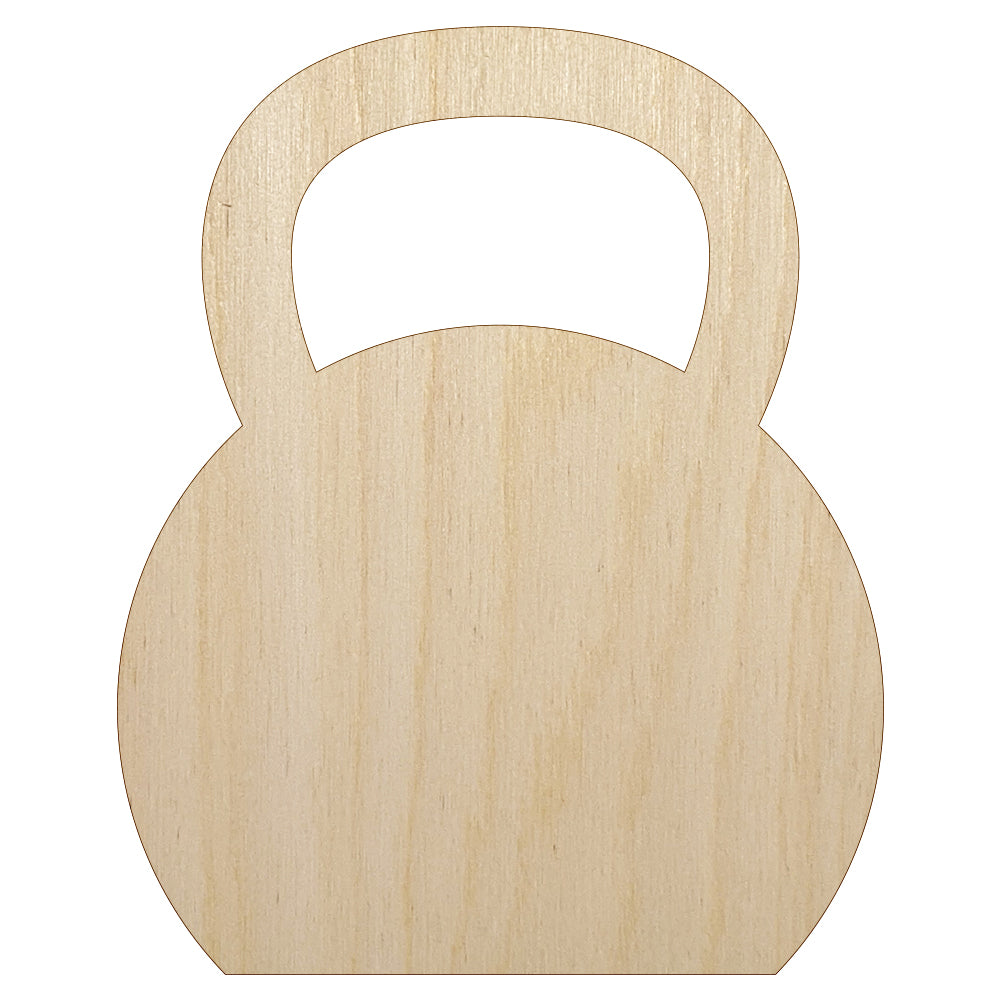 Kettlebell Weight Solid Unfinished Wood Shape Piece Cutout for DIY Craft Projects