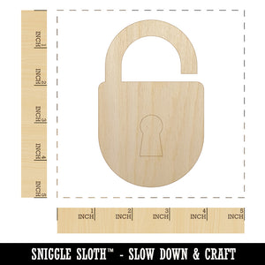 Keyed Padlock Unfinished Wood Shape Piece Cutout for DIY Craft Projects