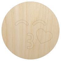 Kiss Face Heart Love Emoticon Unfinished Wood Shape Piece Cutout for DIY Craft Projects