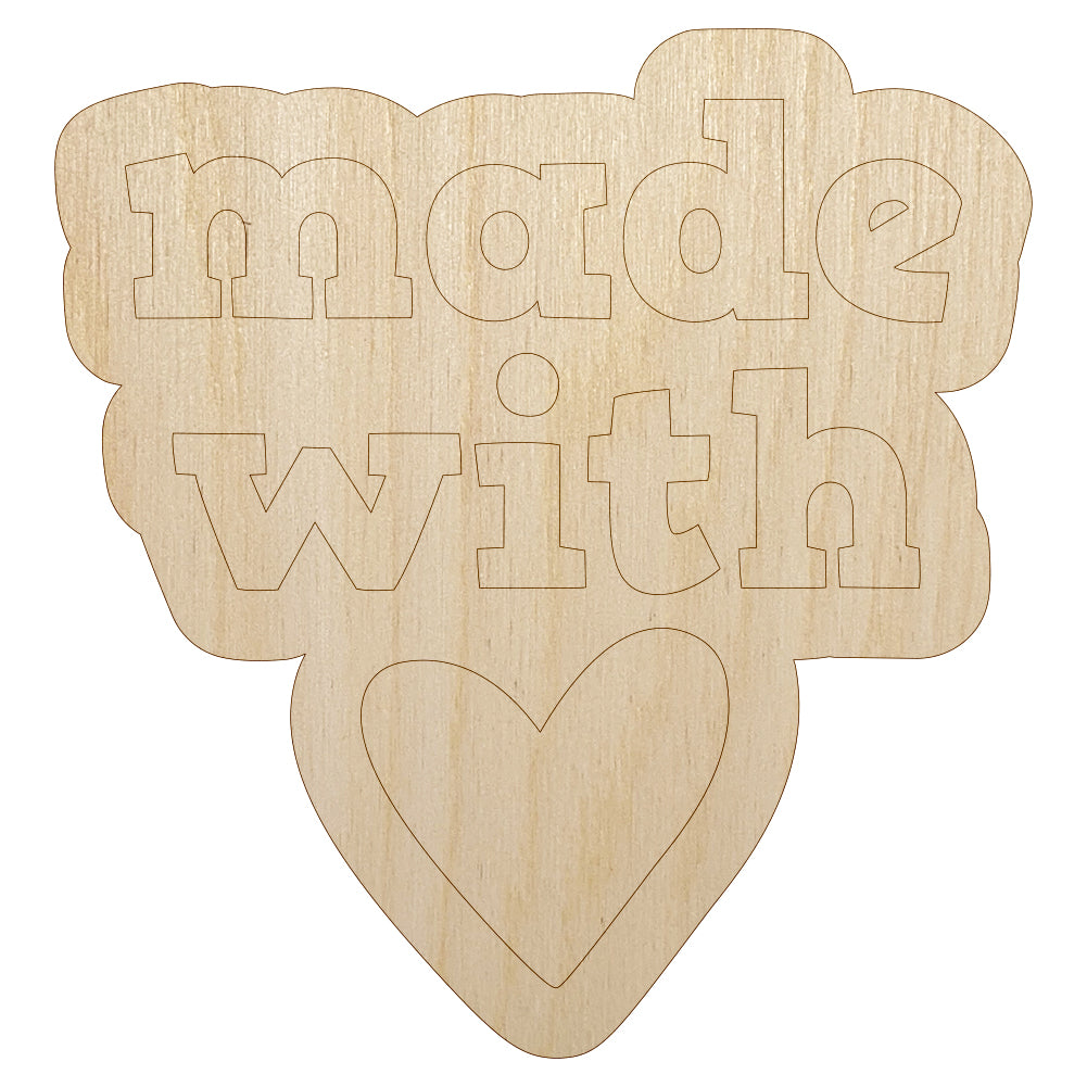 Made with Love Heart Unfinished Wood Shape Piece Cutout for DIY Craft Projects