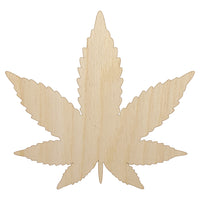 Marijuana Leaf Solid Unfinished Wood Shape Piece Cutout for DIY Craft Projects