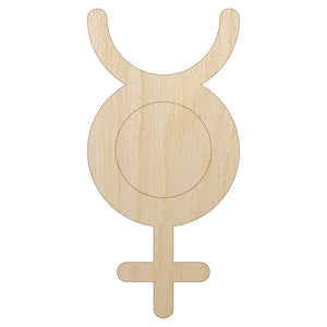 Mercury Unisex Gender Symbol Unfinished Wood Shape Piece Cutout for DIY Craft Projects