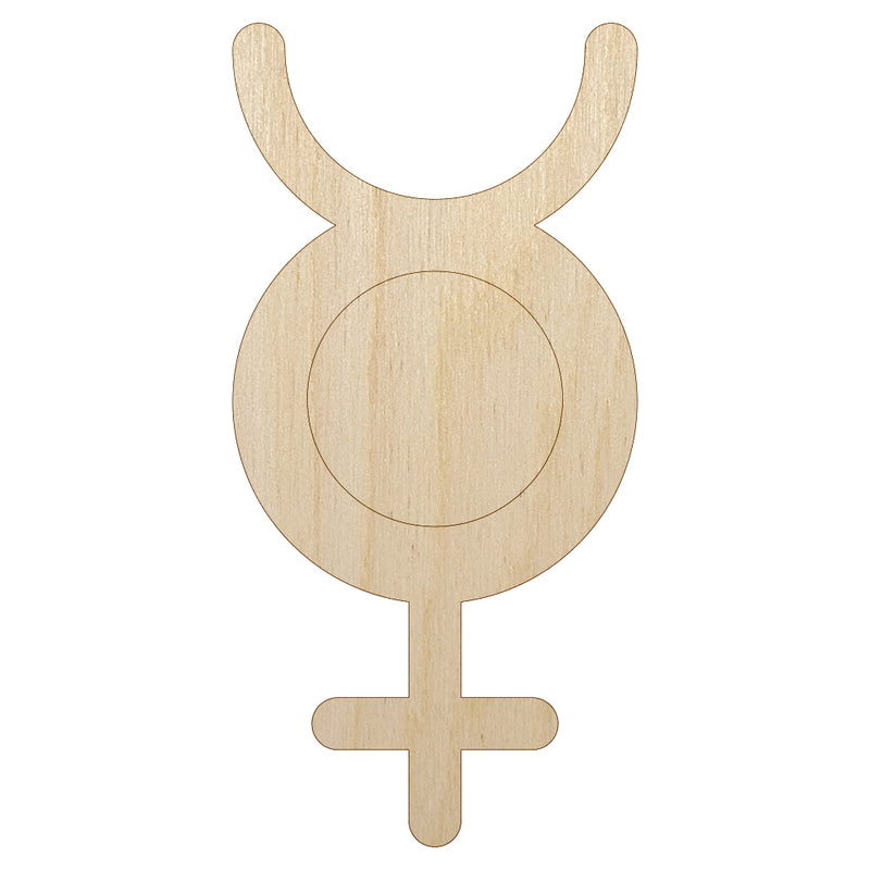 Mercury Unisex Gender Symbol Unfinished Wood Shape Piece Cutout for DIY Craft Projects