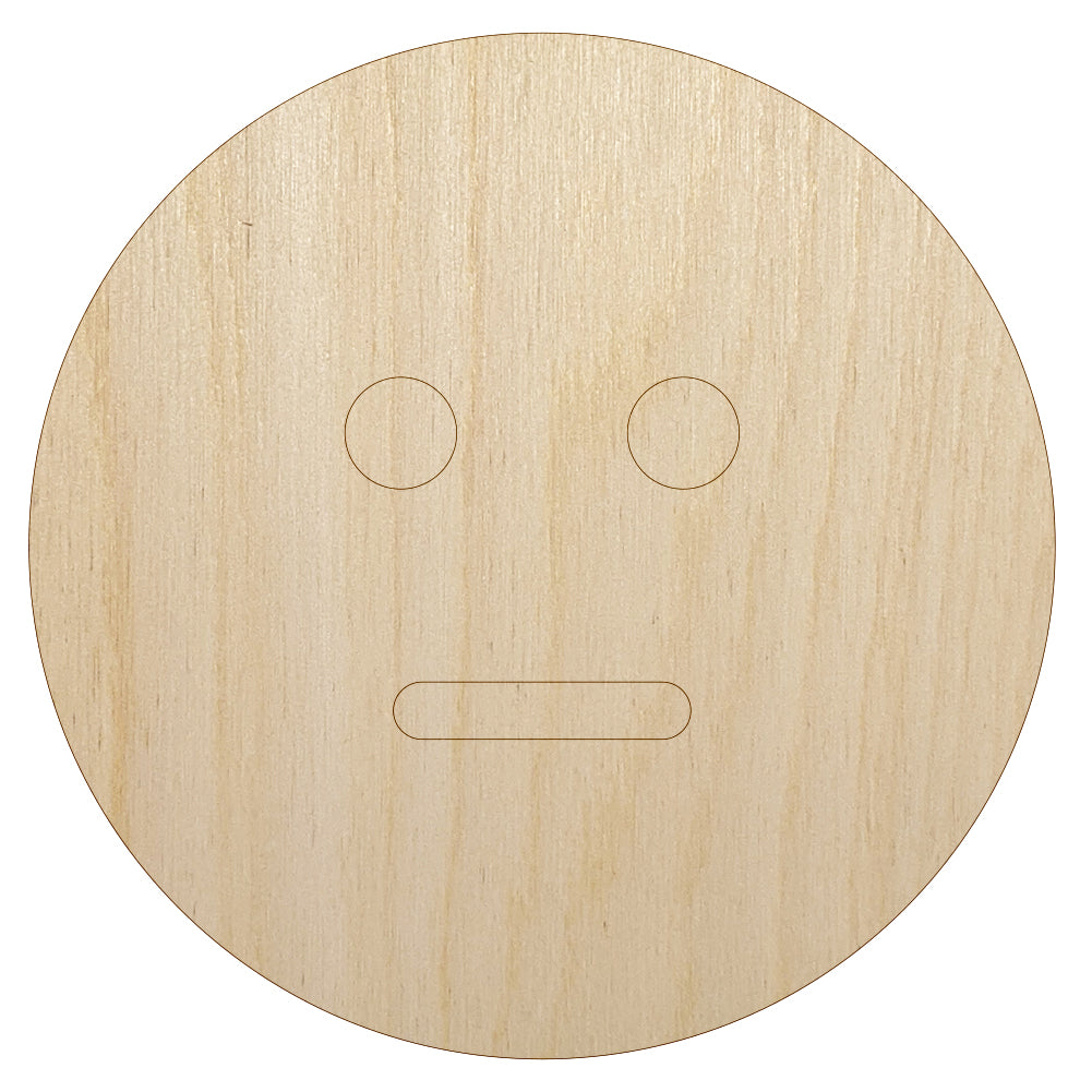 Neutral Face Emoticon Unfinished Wood Shape Piece Cutout for DIY Craft Projects