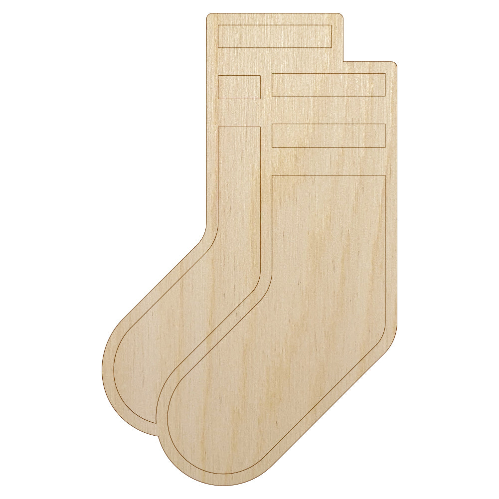 Pair of Socks Sport Laundry Unfinished Wood Shape Piece Cutout for DIY Craft Projects