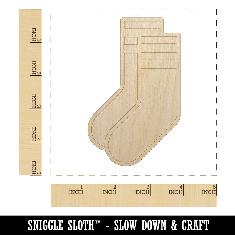 Pair of Socks Sport Laundry Unfinished Wood Shape Piece Cutout for DIY Craft Projects