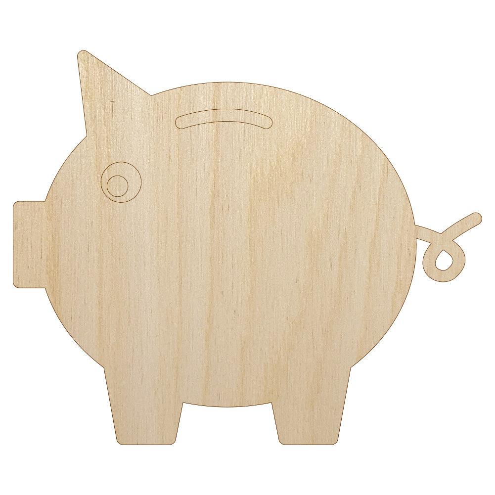 Piggy Bank Solid Unfinished Wood Shape Piece Cutout for DIY Craft Projects