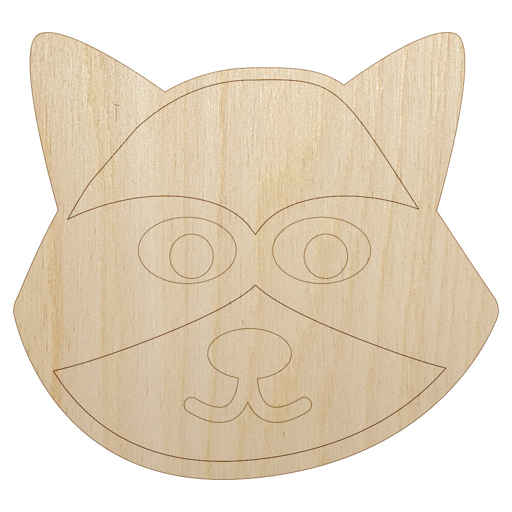 Racoon Face Doodle Unfinished Wood Shape Piece Cutout for DIY Craft Projects
