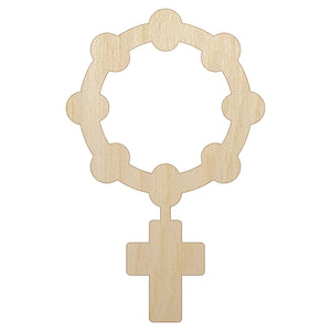 Rosary Catholic Symbol Unfinished Wood Shape Piece Cutout for DIY Craft Projects