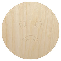 Sad Frown Face Emoticon Unfinished Wood Shape Piece Cutout for DIY Craft Projects