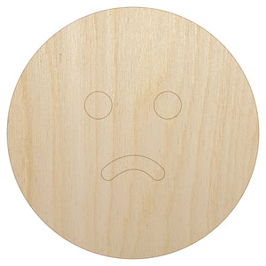 Sad Frown Face Emoticon Unfinished Wood Shape Piece Cutout for DIY Craft Projects