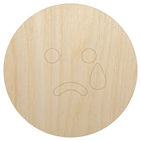 Sad Tear Crying Frown Face Emoticon Unfinished Wood Shape Piece Cutout for DIY Craft Projects