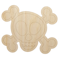 Skull and Crossbones Doodle Unfinished Wood Shape Piece Cutout for DIY Craft Projects