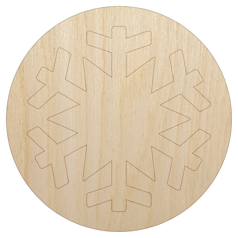 Snowflake in Circle Winter Snowing Unfinished Wood Shape Piece Cutout for DIY Craft Projects