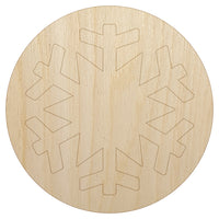 Snowflake in Circle Winter Snowing Unfinished Wood Shape Piece Cutout for DIY Craft Projects