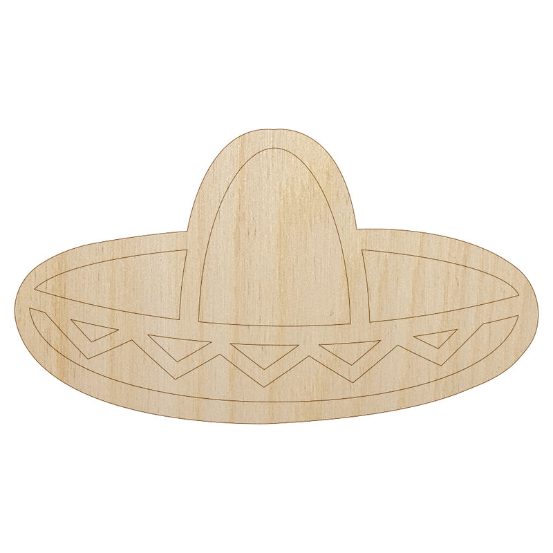 Sombrero Mexico Mexican Fiesta Hat Unfinished Wood Shape Piece Cutout for DIY Craft Projects