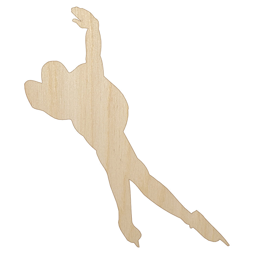 Speed Skating Skater Unfinished Wood Shape Piece Cutout for DIY Craft Projects