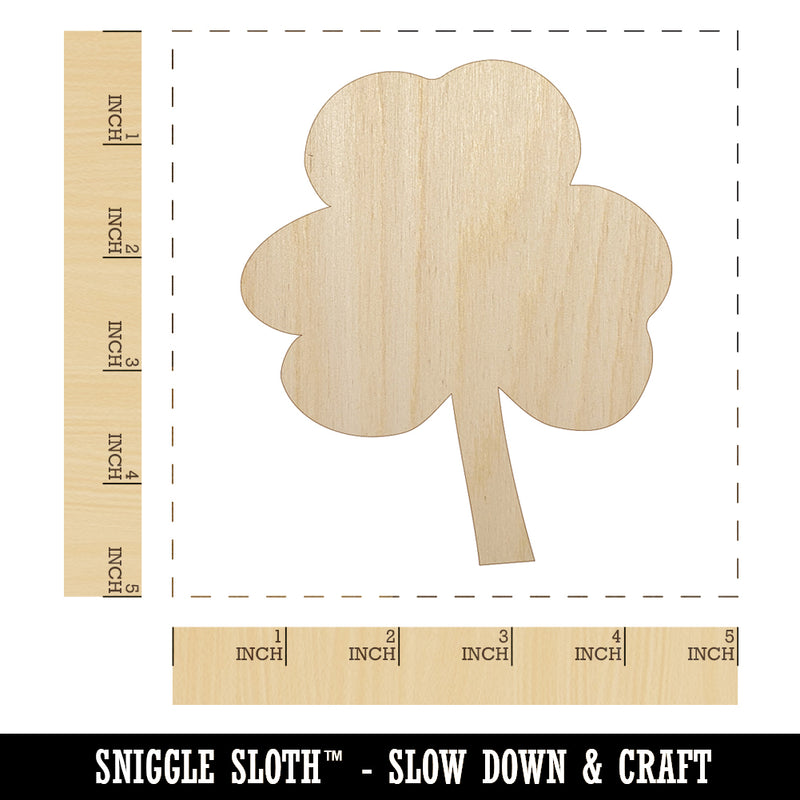 Three Leaf Clover Solid Unfinished Wood Shape Piece Cutout for DIY Craft Projects