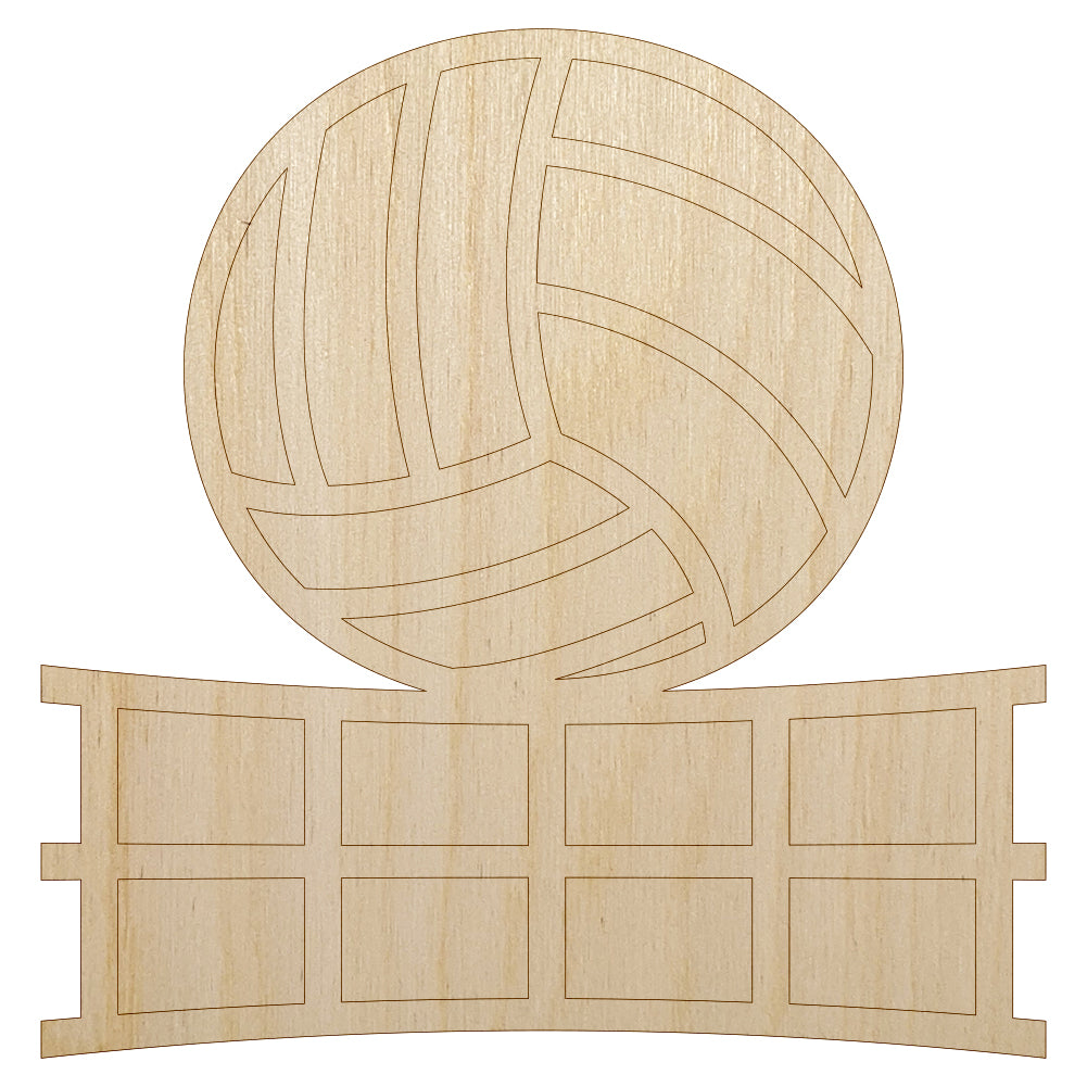 Volleyball and Net Unfinished Wood Shape Piece Cutout for DIY Craft Projects