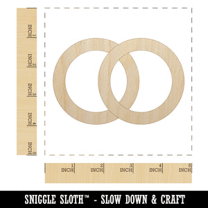 Wedding Rings Overlapping Unfinished Wood Shape Piece Cutout for DIY Craft Projects