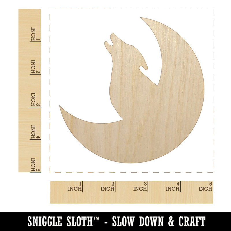 Wolf Howling with Moon Unfinished Wood Shape Piece Cutout for DIY Craft Projects