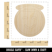 Angel Face Halo Emoticon Unfinished Wood Shape Piece Cutout for DIY Craft Projects