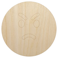 Angry Mad Face Emoticon Unfinished Wood Shape Piece Cutout for DIY Craft Projects
