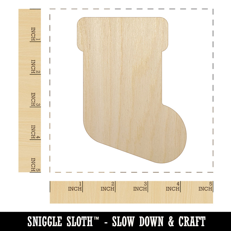 Christmas Stocking Solid Unfinished Wood Shape Piece Cutout for DIY Craft Projects