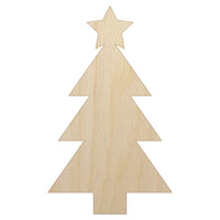 Christmas Tree with Star Solid Unfinished Wood Shape Piece Cutout for DIY Craft Projects
