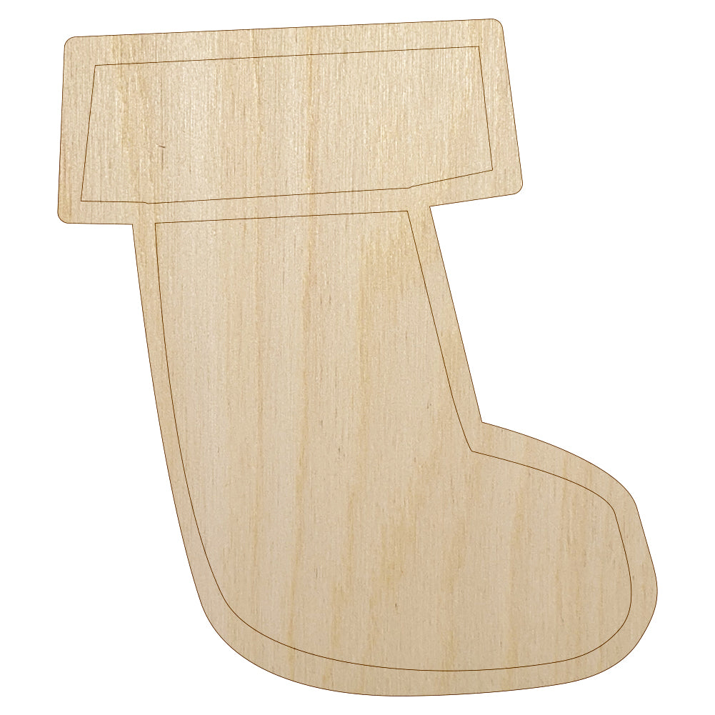Christmas Xmas Stocking Doodle Unfinished Wood Shape Piece Cutout for DIY Craft Projects