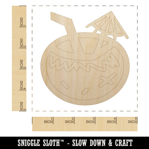 Coconut Drink Tropical Doodle Unfinished Wood Shape Piece Cutout for DIY Craft Projects