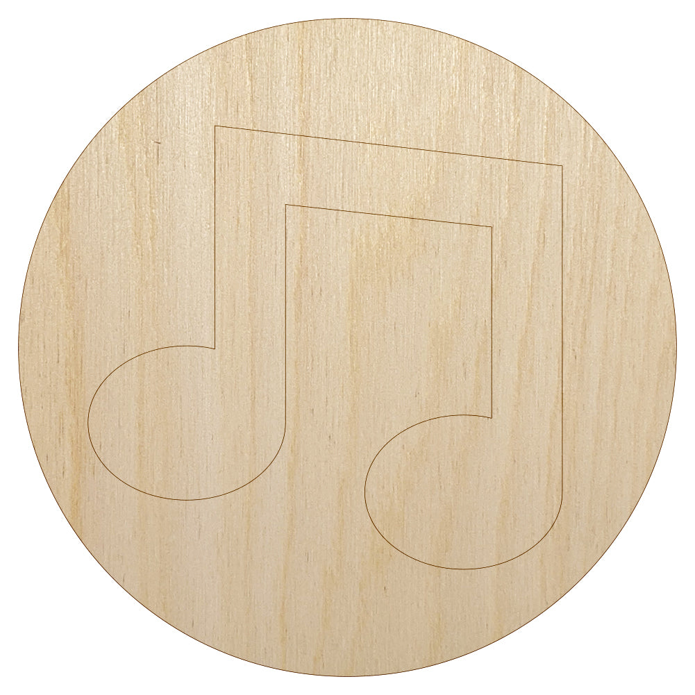 Eighth Notes Music in Circle Unfinished Wood Shape Piece Cutout for DIY Craft Projects