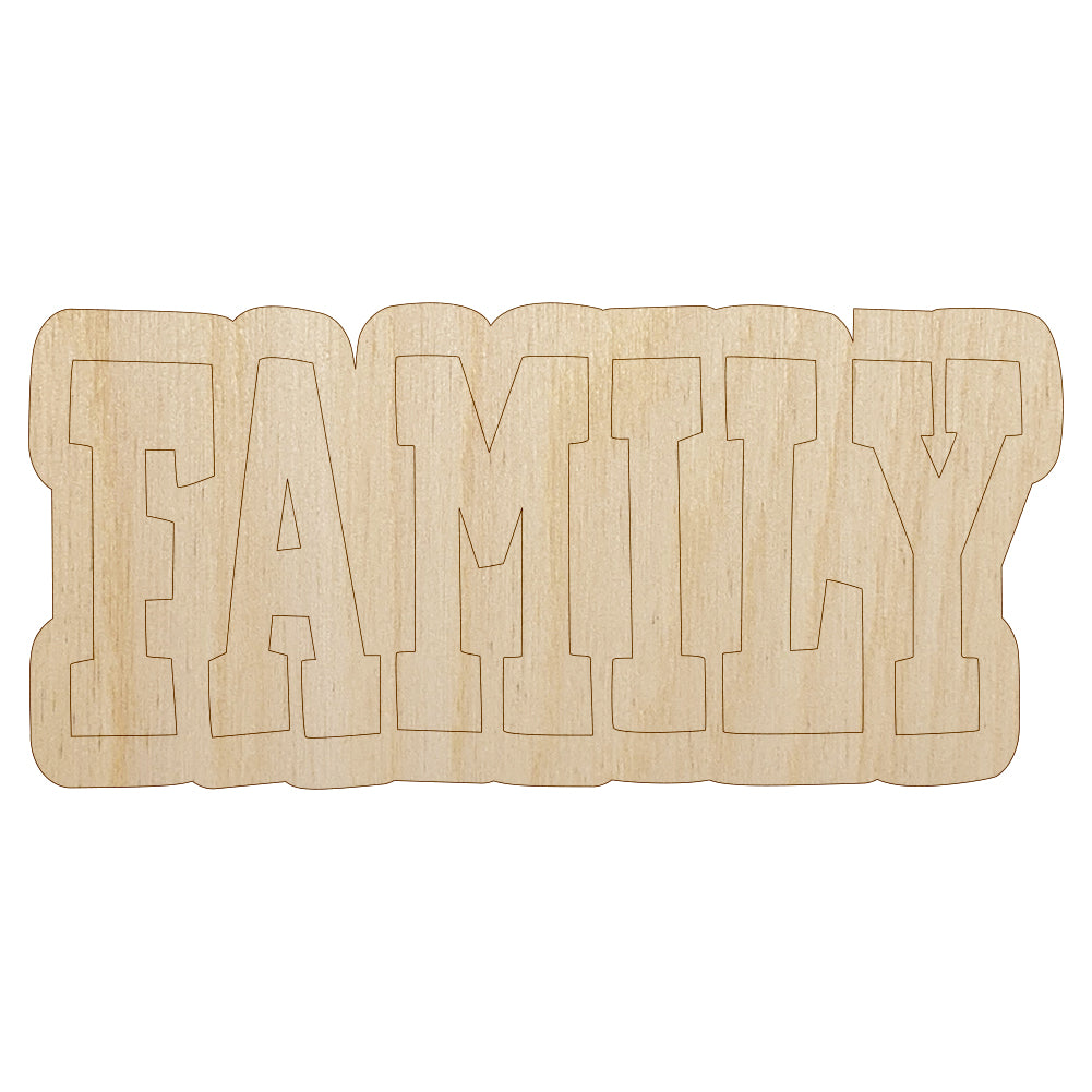 Family Fun Text Unfinished Wood Shape Piece Cutout for DIY Craft Projects